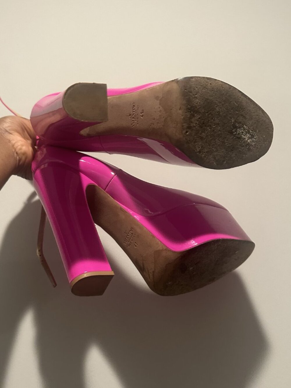 Valentino Garavani Tan-Go Platform Pump Patent Leather 155mm Pink PP - Picture 2 of 5